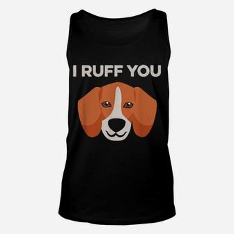 Valentines Beagle Hound Dog I Love You Puppy Ruff Cute Unisex Tank Top - Monsterry UK