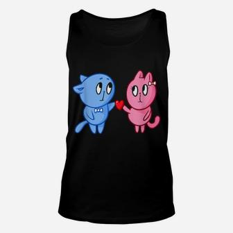 Valentines Day For Him Or Her With Cats And Heart Unisex Tank Top - Monsterry DE