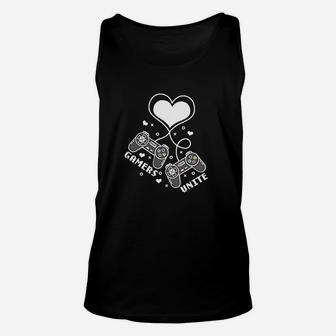 Valentines Day Gamers Unite With Controllers And Heart Unisex Tank Top - Seseable