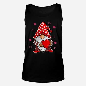 Valentine's Day Gnome Love Holding Red Heart Funny Gifts Unisex Tank Top | Crazezy DE