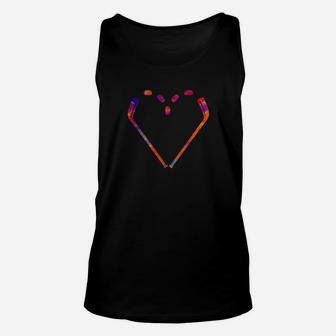 Valentines Day Heart Hockey Stick Valentines Day Hockey Unisex Tank Top - Monsterry