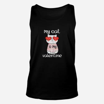 Valentines Day Heart Sunglasses Cat My Cat Is My Valentine Unisex Tank Top - Monsterry