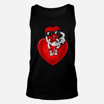Valentines Day Heart Video Gamer Controller Unisex Tank Top - Monsterry