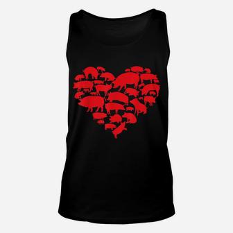 Valentines Day I Love Pigs Farm Animal Pig Lover Gifts Unisex Tank Top | Crazezy UK