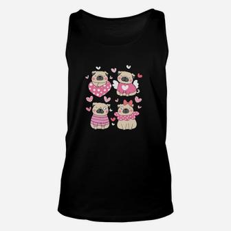 Valentines Day Pug Love Cute Pug Dogs Unisex Tank Top - Monsterry AU
