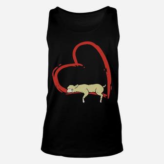 Valentines Day Shirt Cute Heart Llama Sleeping Animal Gift Unisex Tank Top - Monsterry