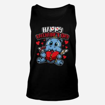 Valentine's Hippo Sweet Cupid Animals Unisex Tank Top - Monsterry