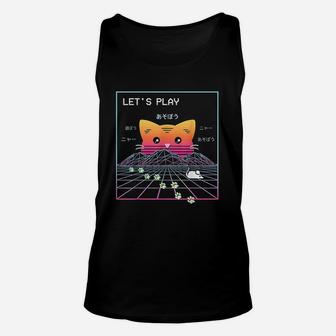 Vaporwave Synthwave Outrun 80s Retro Sunset Japanese Cat Unisex Tank Top - Thegiftio