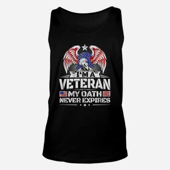 Veteran American Flag Proud Eagle - My Oath Saying Shirt Unisex Tank Top | Crazezy