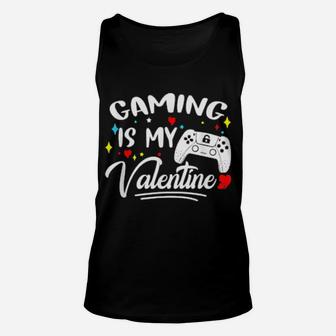 Video Gamer Valentines Day With Controllers Heart Gaming Unisex Tank Top - Monsterry