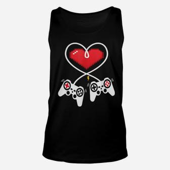 Video Gamers In Love At Valentines Day Fun Unisex Tank Top - Monsterry AU