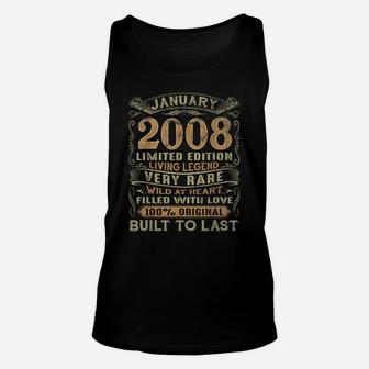 Vintage 13 Years Old January 2008 13Th Birthday Gift Ideas Unisex Tank Top | Crazezy