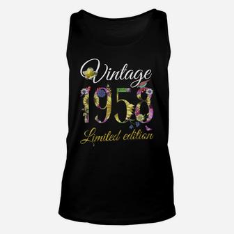 Vintage 1958 Tee 63 Year Old Sunflowers Floral 63Rd Birthday Unisex Tank Top | Crazezy CA
