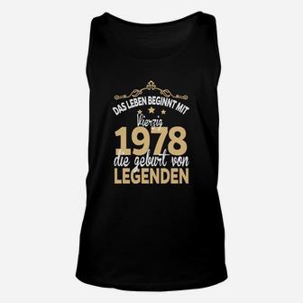 Vintage 1978 Geburtstags-Unisex TankTop, Leben Beginnt Design - Seseable