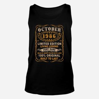 Vintage 35 Years Old October 1986 35Th Birthday Gift Unisex Tank Top | Crazezy