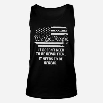 Vintage American Flag It Needs To Be Reread We The People Unisex Tank Top | Crazezy