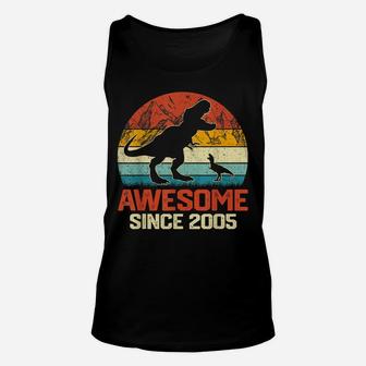 Vintage Awesome Since 2005 Retro Dinosaur Birthday Party Unisex Tank Top | Crazezy