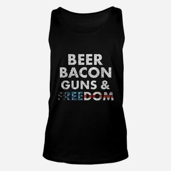 Vintage Beer Bacon Freedom Funny 4Th Of July Unisex Tank Top | Crazezy