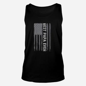 Vintage Best Papa Ever American Flag Fathers Day Dad Gift Unisex Tank Top | Crazezy