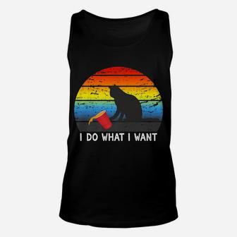 Vintage Black Cat I Do What I Want Retro Cats Lover Gift Unisex Tank Top | Crazezy CA