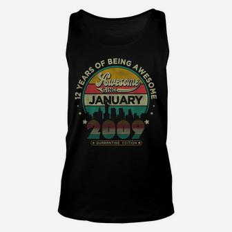 Vintage Born January 2009 12Th Birthday 12 Years Old Gifts Unisex Tank Top | Crazezy DE