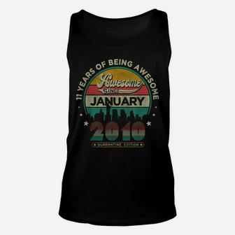 Vintage Born January 2010 11Th Birthday 11 Years Old Gifts Unisex Tank Top | Crazezy