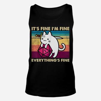 Vintage Cat It's Fine I'm Fine Everything's Fine Cat Lovers Unisex Tank Top | Crazezy AU