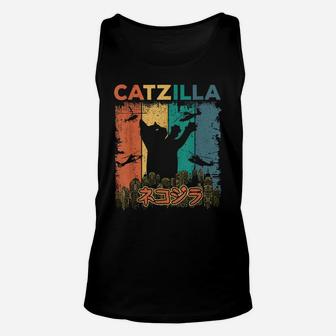 Vintage Catzilla T Shirt - Japanese Monster Funny - Cat Gift Unisex Tank Top | Crazezy CA