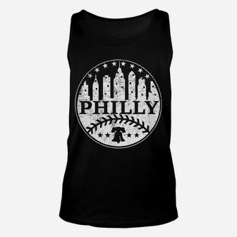Vintage Distressed Philadelphia Philly Baseball City Skyline Unisex Tank Top | Crazezy