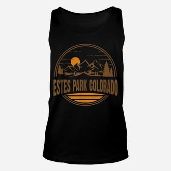 Vintage Estes Park, Colorado Mountain Hiking Souvenir Print Unisex Tank Top | Crazezy