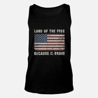 Vintage Flag Land Of The Free Because Of The Brave Unisex Tank Top | Crazezy UK