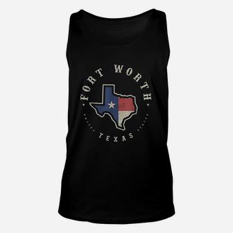 Vintage Fort Worth Texas State Flag Map Souvenir Gift Unisex Tank Top | Crazezy UK