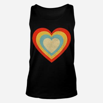 Vintage Heart In Heart Cool Retro Valentine Day Unisex Tank Top - Monsterry