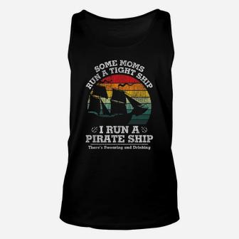 Vintage I Run A Pirate Ship Mom Dad Family Matching Mother Unisex Tank Top | Crazezy AU