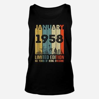 Vintage January 1958 Classic 63 Yrs Old 63Rd Birthday Gift Unisex Tank Top | Crazezy