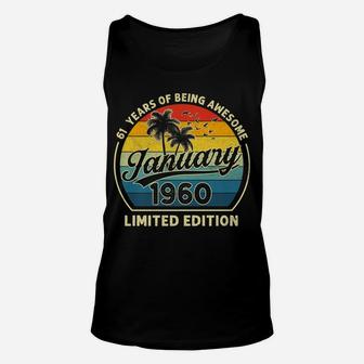 Vintage January 1960 Retro 61 Years Old 61St Birthday Gift Unisex Tank Top | Crazezy CA