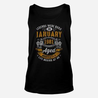Vintage January 1981 40Th Birthday Gift 40 Years Old Retro Unisex Tank Top | Crazezy AU