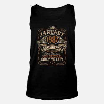 Vintage January 1987 Shirt 34 Years Old 34Th Birthday Gift Unisex Tank Top | Crazezy