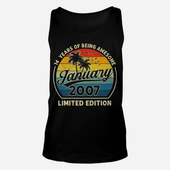 Vintage January 2007 Retro 14 Years Old 14Th Birthday Gift Unisex Tank Top | Crazezy CA
