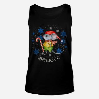 Vintage Mouse With Candy Cane Holiday And Christmas Sweatshirt Unisex Tank Top | Crazezy UK