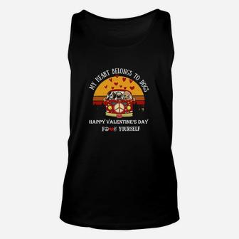 Vintage My Heart Belong To Dogs Happy Valentines Day For Yourself Unisex Tank Top - Monsterry