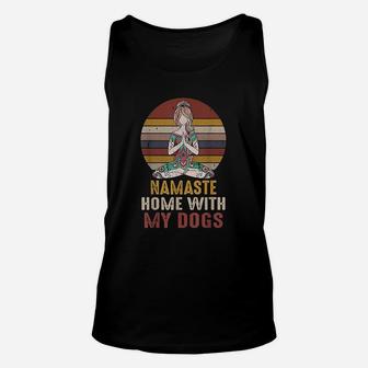 Vintage Namaste Home With My Dogs Unisex Tank Top | Crazezy