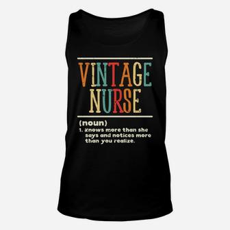 Vintage Nurse Definition Funny Nursing Rn Er Ed Icu L&D Gift Unisex Tank Top | Crazezy