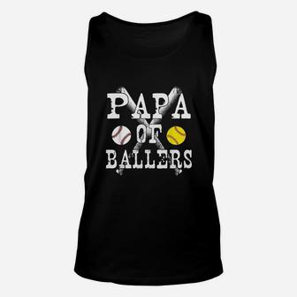 Vintage Papa Of Ballers Funny Baseball Softball Love Unisex Tank Top | Crazezy AU