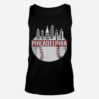Vintage Philadelphia Baseball Skyline Retro Philly Cityscape Unisex Tank Top | Crazezy