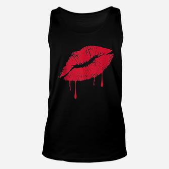 Vintage Red Lipstick Kiss Hot 80S Drip Lips Unisex Tank Top | Crazezy CA
