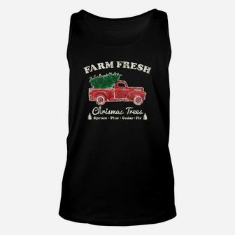Vintage Red Truck - Farm Fresh Christmas Tree Sweatshirt Unisex Tank Top | Crazezy