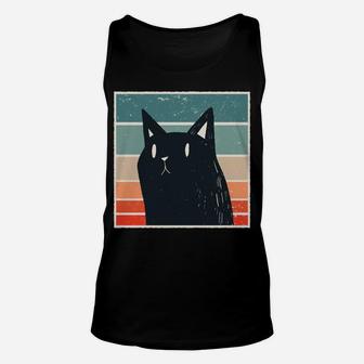 Vintage Retro Black Cat Colourful Sunset Art Cats Lover Gift Sweatshirt Unisex Tank Top | Crazezy