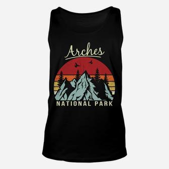 Vintage Retro Hiking Camping Arches National Park Unisex Tank Top | Crazezy