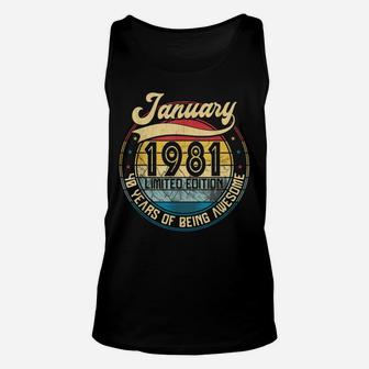 Vintage Retro January 1981 40Th Birthday Gift 40 Years Old Unisex Tank Top | Crazezy AU